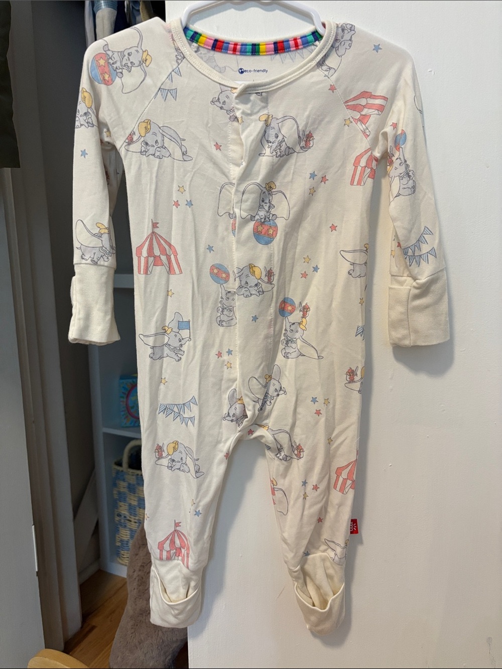 Dumbo Circus Print Footed One-Piece for Kids - Magnetic Me